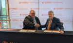 An image of the presidents of BCC and Campbell University after signing a new partnership agreement