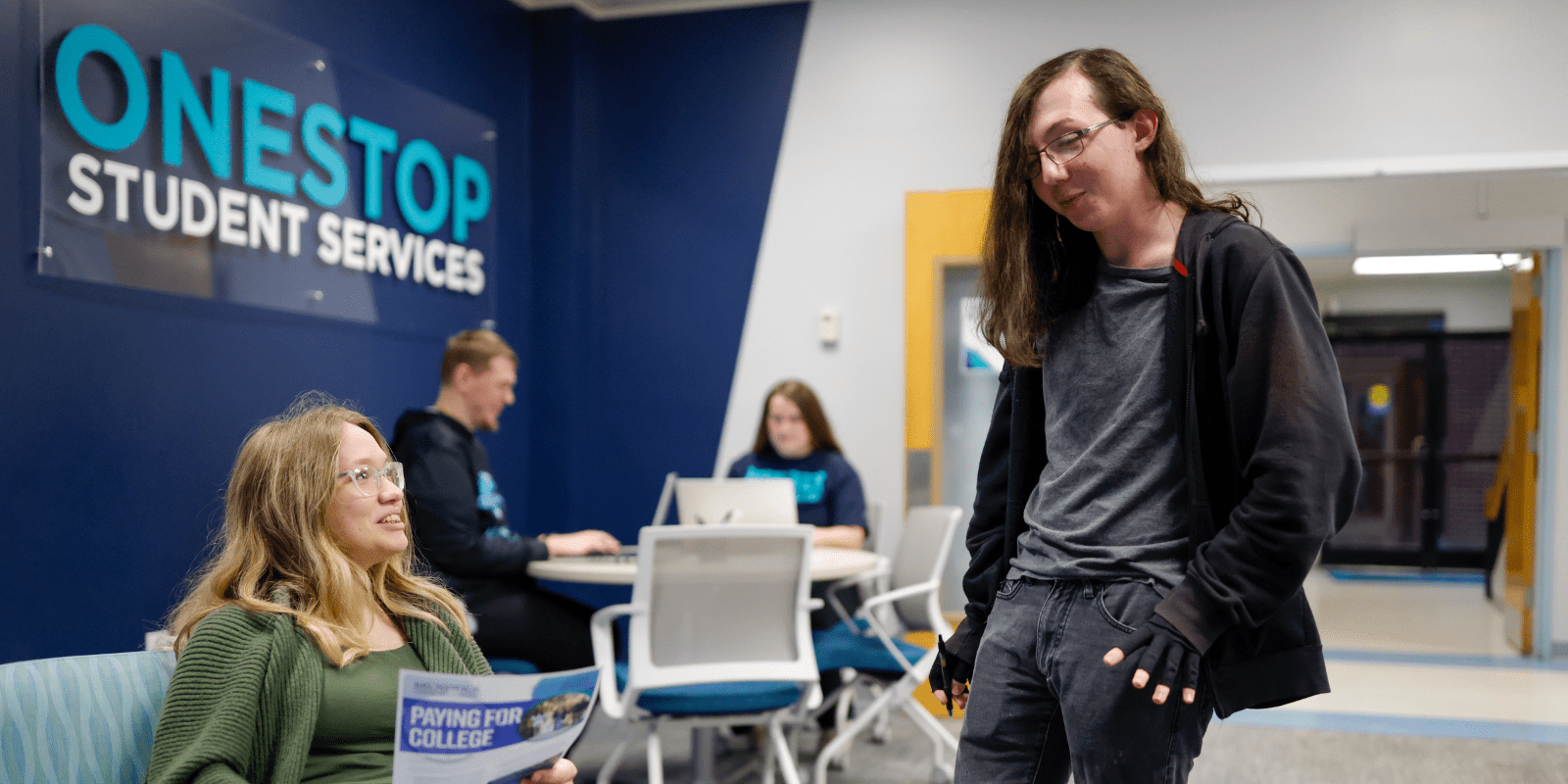First Year students talking in OneStop