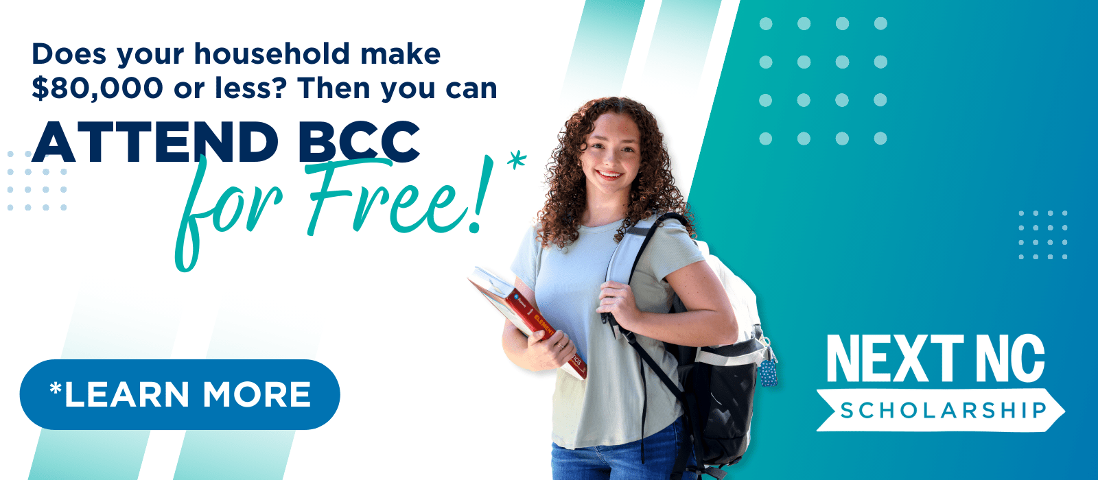 Next NC graphic showcasing a female student