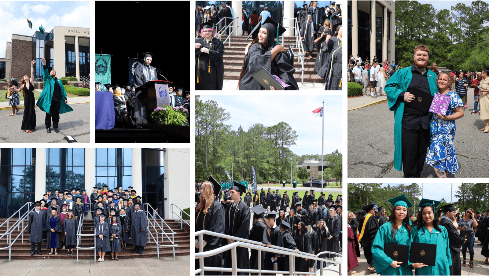 A collage of images from graduation day