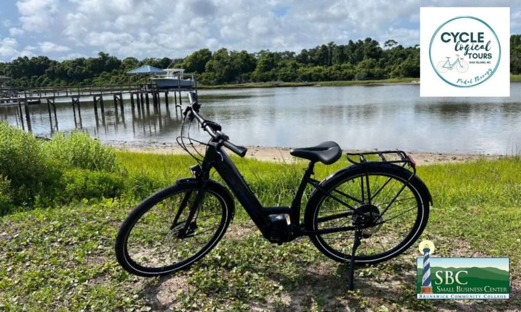 An ebike sitting near the water's edge