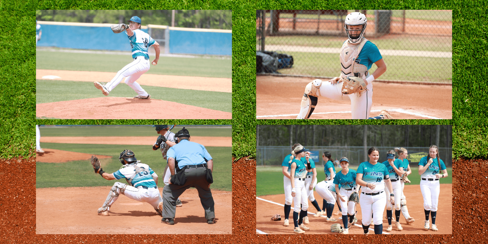 BCC Baseball and Softball players in action on the field