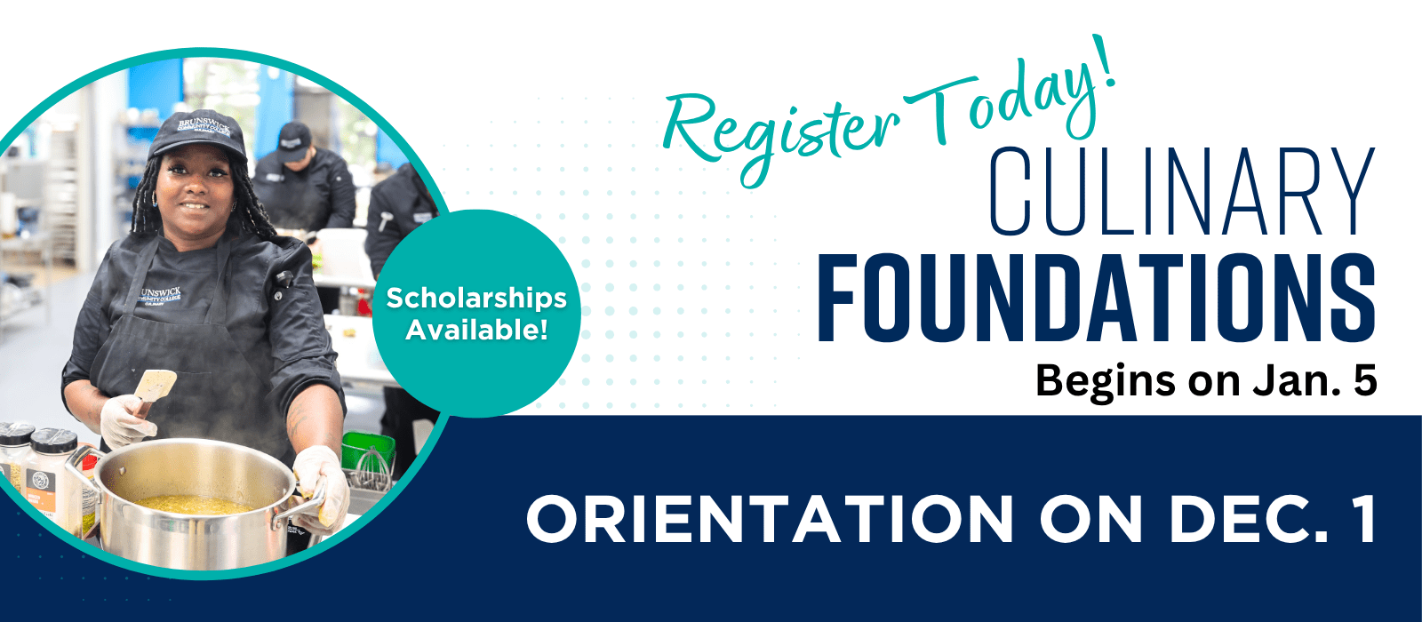 Culinary Student stiring soup and smiling at camera