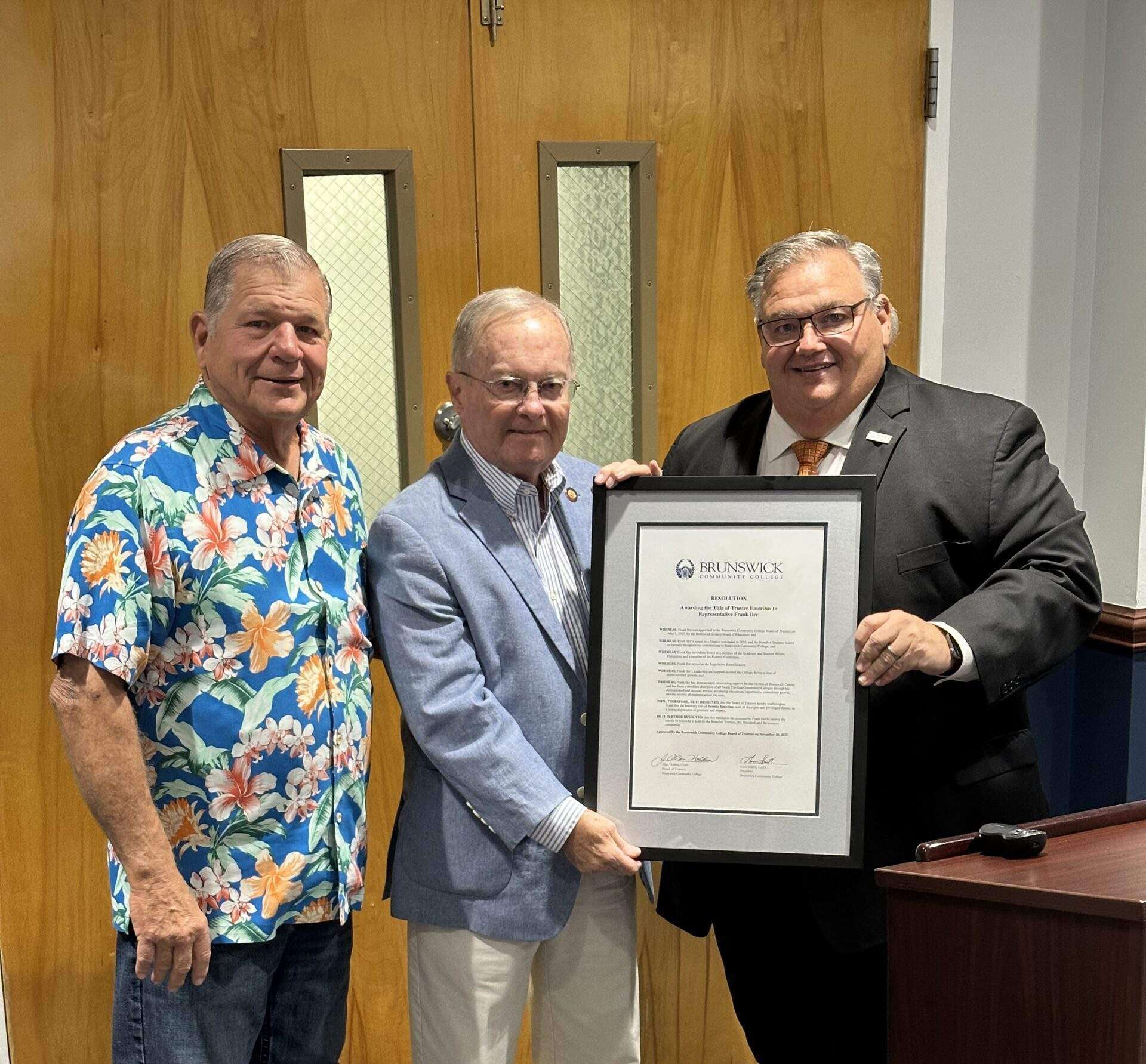 Alan Holden, Rep Frank Iler, and President Smith