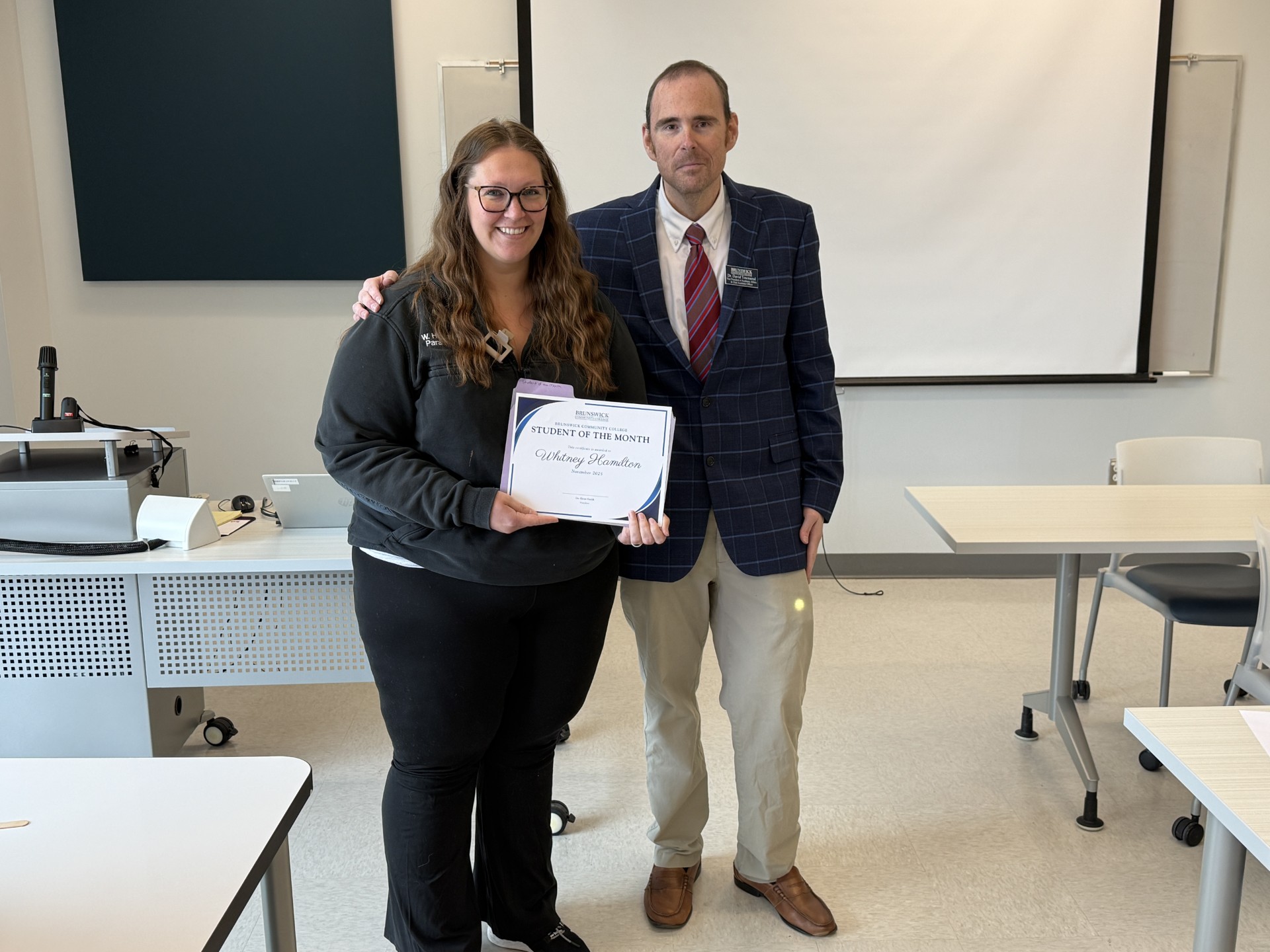 Student of the Month recipient with Dr. David Townsend