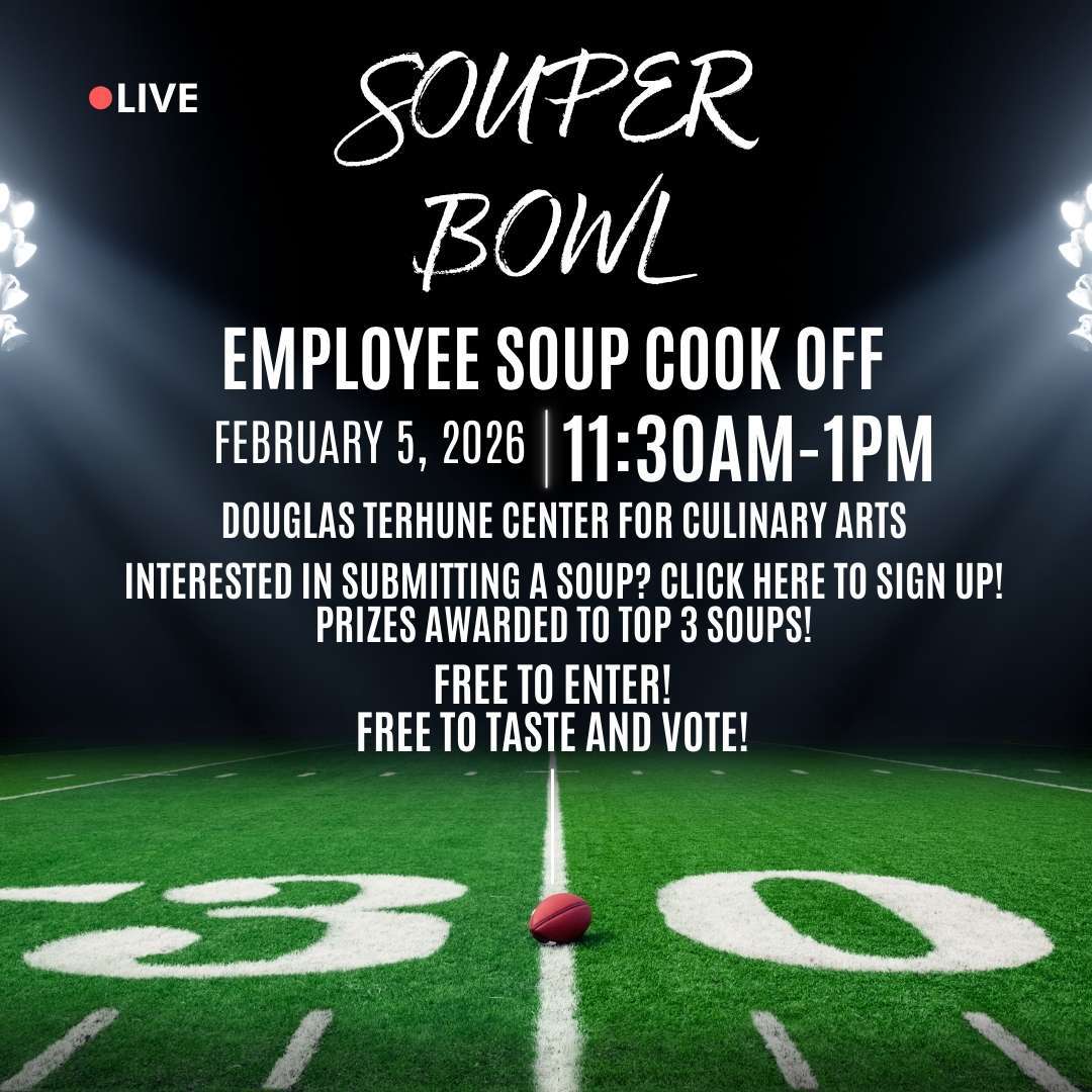 A football-themed graphic for a soup cookoff