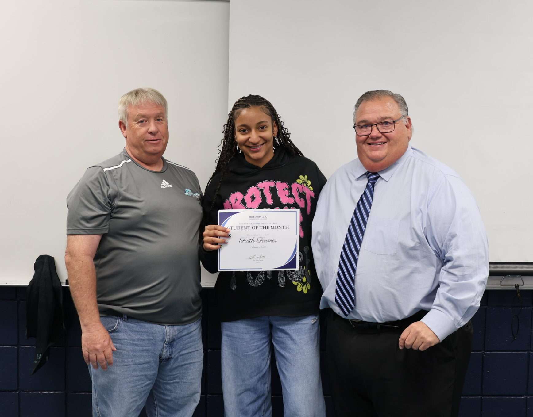 Faith Farmer, Student of the Month, pictured with her coach and BCC President Gene Smith