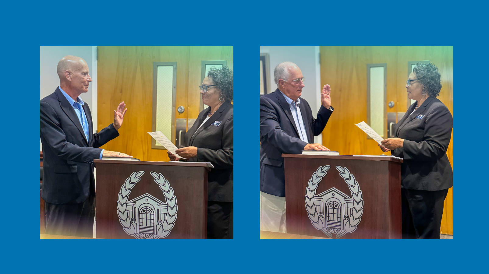 Two New trustees being sworn in